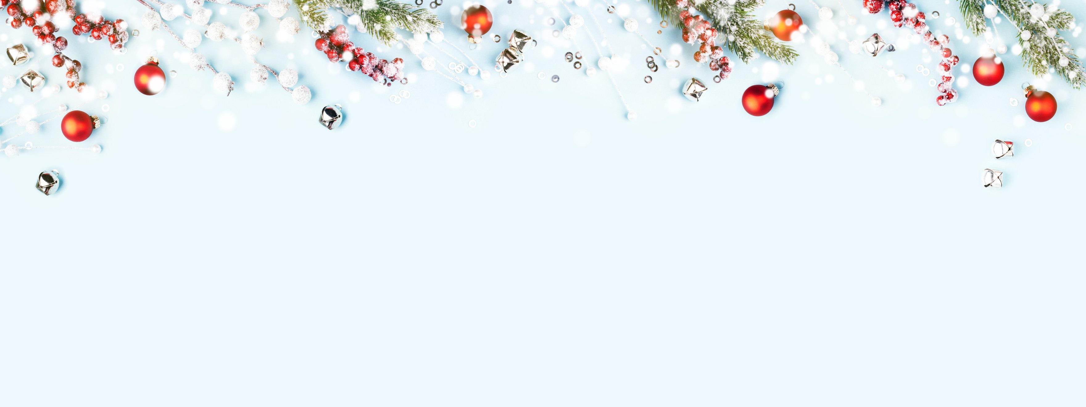 Christmas banner on blue background.